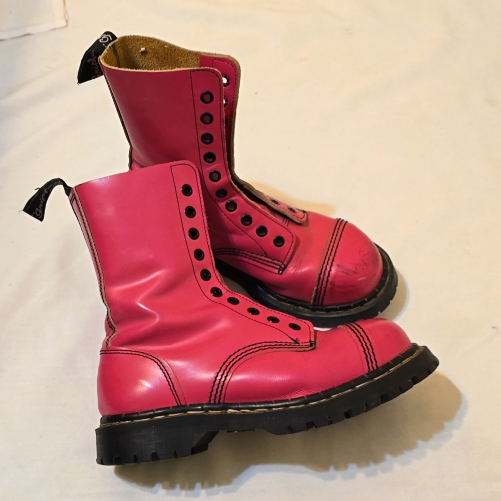 Pink Combat Boots GRIPFAST "rare" Dicontinued Vintage Steel Toe Womens Sz 7